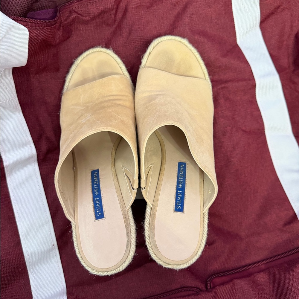 Stuart Weitzman Nude Sandal Wedges